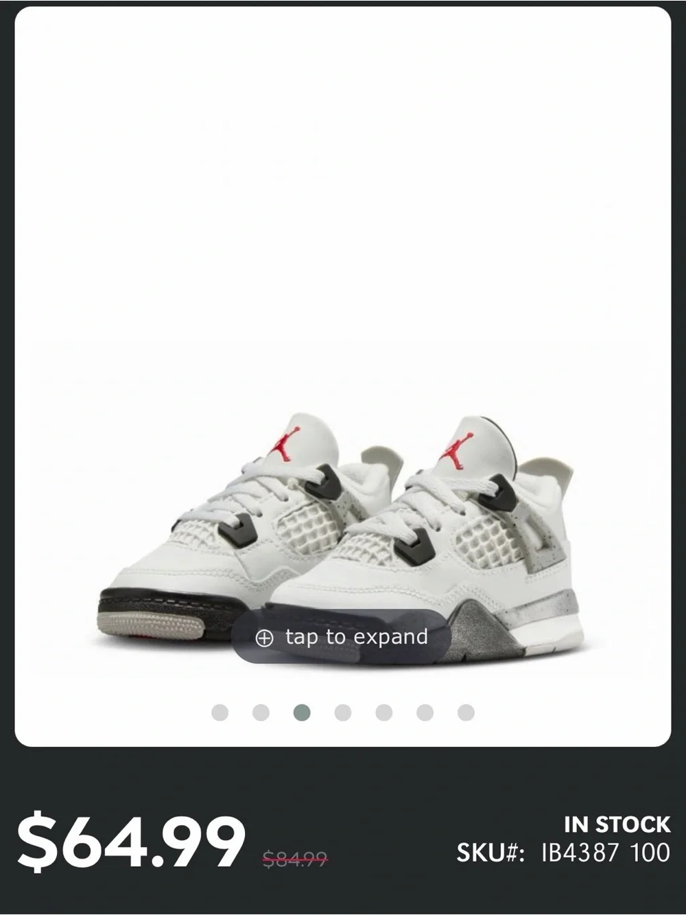 Nike Kids' Air Jordan 4 Retro White/Red/Grey Sneakers